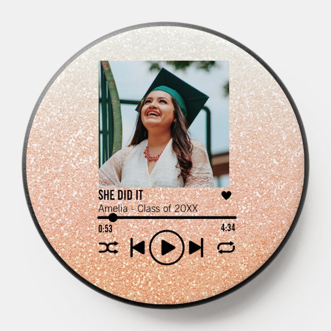 She Did It Rose Gold Photo Song Playlist PopSocket (Popsocket)