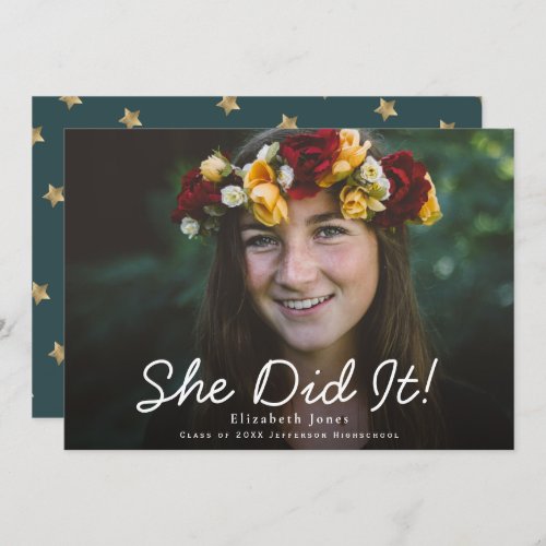 She Did It Script Graduation Photo Announcement