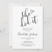 She Did It Script Heart Photo Graduation Party Invitation | Zazzle