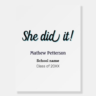 She did it simple black classy modern graduation foam board