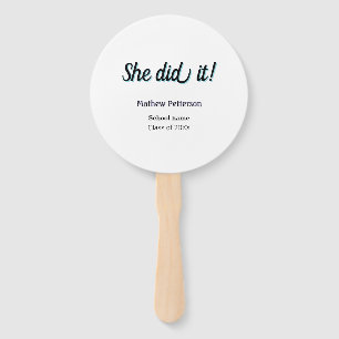 She did it simple black classy modern graduation hand fan