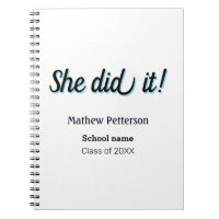She did it simple black classy modern graduation