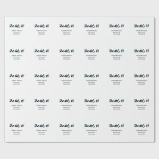 She did it simple black classy modern graduation wrapping paper