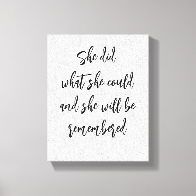 "She Did What She Could" Inspirational Canvas Art (Front)