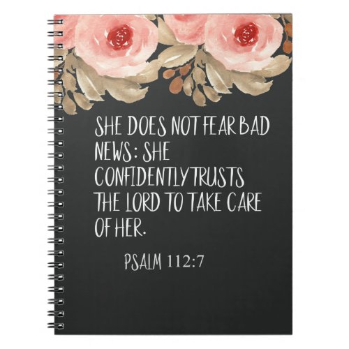 She Does Not Fear Bad News Psalm 1127 Christian Notebook