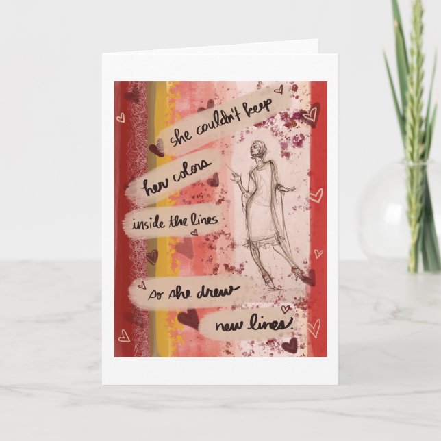 She Drew New Lines Card (Front)