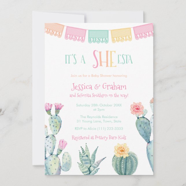She-ESTA Señorita Mexican Fiesta Girl Baby Shower Invitation (Front)