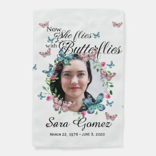 She Flies with Butterflies Memorial Garden Flag