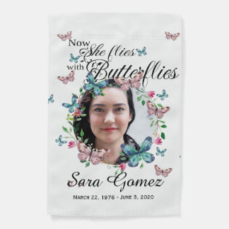 She Flies with Butterflies Memorial Garden Flag