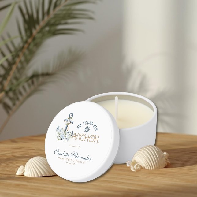 She Found Her Anchor Nautical Bridal Shower Mini Candle Favors (Creator Uploaded)