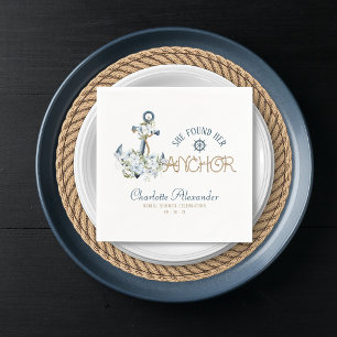 She Found Her Anchor Nautical Bridal Shower Napkins