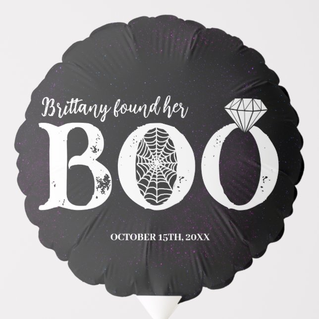 She Found Her Boo Black Halloween Bridal Shower Balloon (Front)