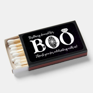 She Found Her Boo Black Halloween Bridal Shower Matchboxes