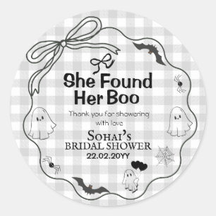 She Found Her Boo Bridal Shower Classic Round Sticker
