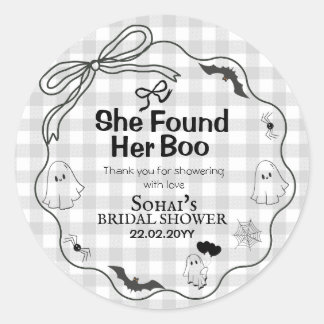She Found Her Boo Bridal Shower Classic Round Sticker