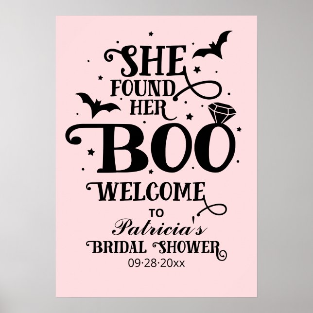 She Found Her Boo Bridal Shower Welcome Sign (Front)