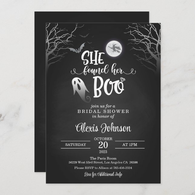 She Found Her Boo Bridal Shower with Ghost  Invitation (Front/Back)