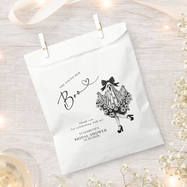 She Found Her Boo Ghost Floral  Bridal Shower Favor Bag (Clipped)
