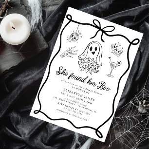 She Found Her Boo Ghost Floral  Bridal Shower  Invitation