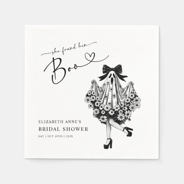 She Found Her Boo Ghost Floral  Bridal Shower Napkins (Front)