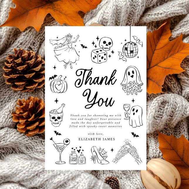 She Found Her Boo Ghost Floral  Bridal Shower  Thank You Card (Creator Uploaded)