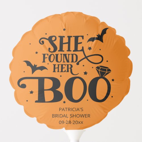 She Found Her Boo Halloween Bridal Shower Balloon