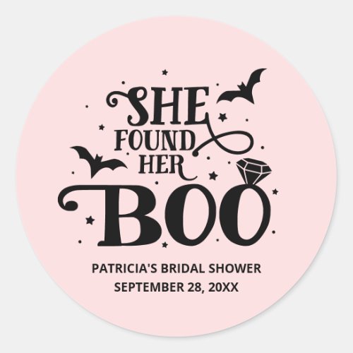 She Found Her Boo Halloween Bridal Shower Classic  Classic Round Sticker