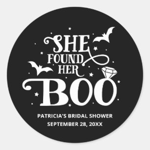 She Found Her Boo Halloween Bridal Shower Classic Round Sticker