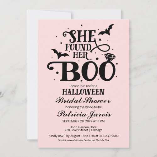 She Found Her Boo Halloween Bridal Shower Invitati Invitation