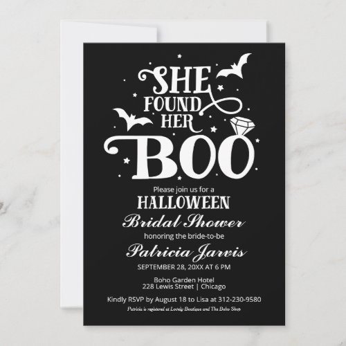 She Found Her Boo Halloween Bridal Shower Invitation