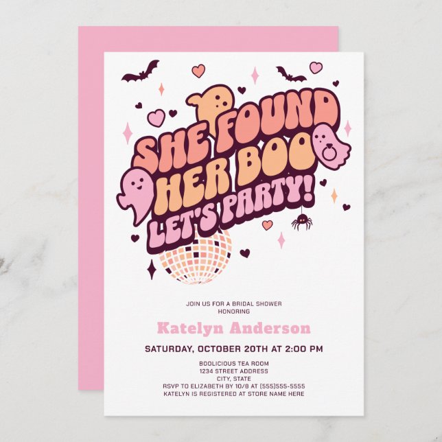 She Found Her Boo Halloween Bridal Shower Invitation (Front/Back)