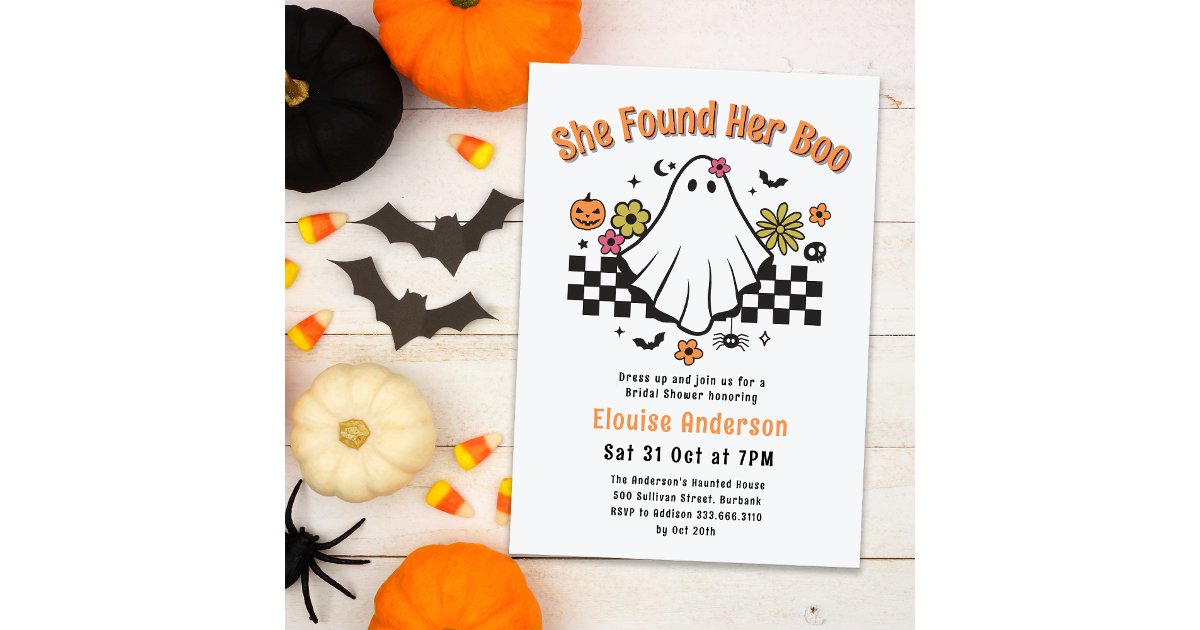 She Found Her Boo Halloween Bridal Shower Invitation | Zazzle