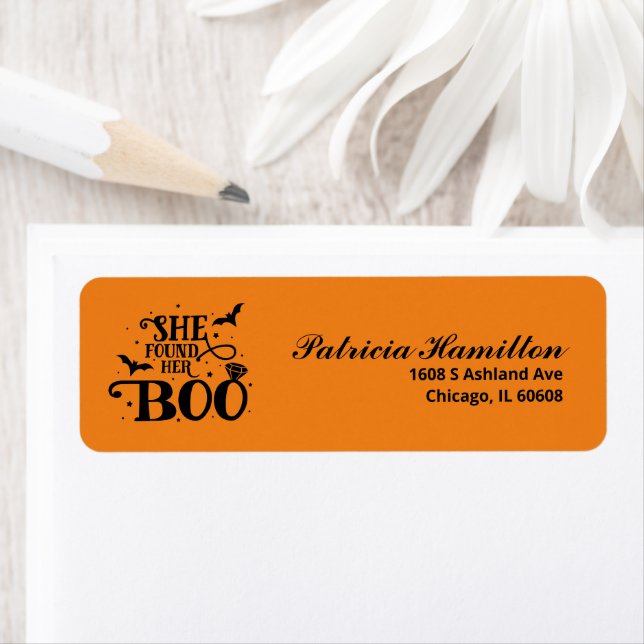 She Found Her Boo Halloween Bridal Shower Label (Insitu)