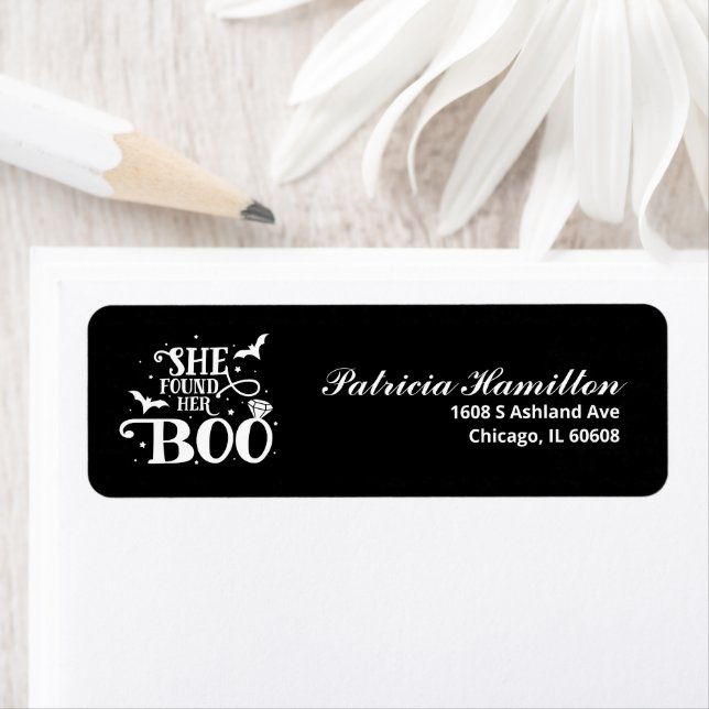 She Found Her Boo Halloween Bridal Shower Label (Insitu)