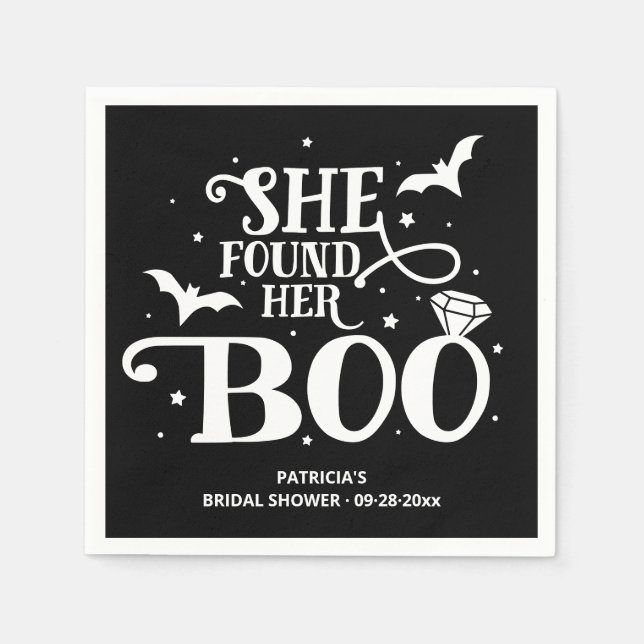 She Found Her Boo Halloween Bridal Shower Napkins (Front)