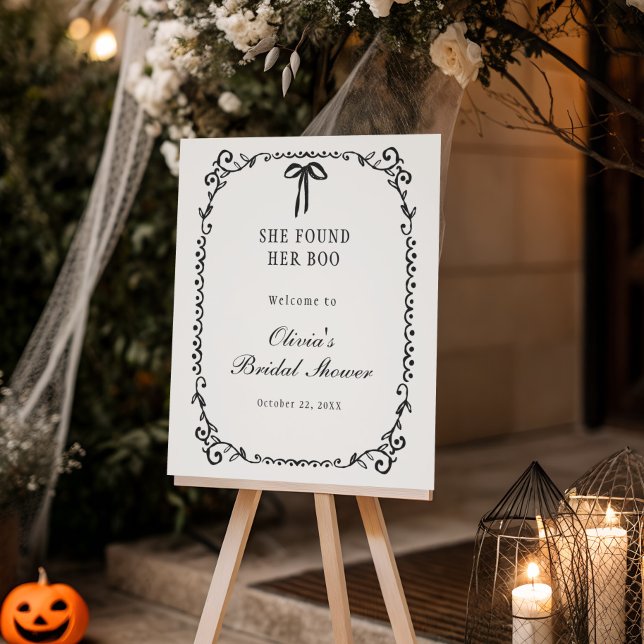 She Found Her Boo Halloween Bridal Shower Welcome Foam Board (Creator Uploaded)