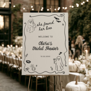 She Found Her Boo Halloween Bridal Shower Welcome Foam Board