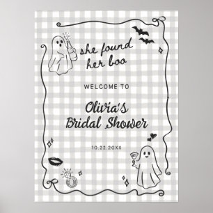 She Found Her Boo Halloween Bridal Shower Welcome Poster