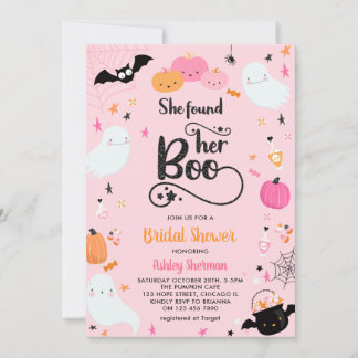 She Found Her Boo Pink Halloween Bridal Shower Invitation