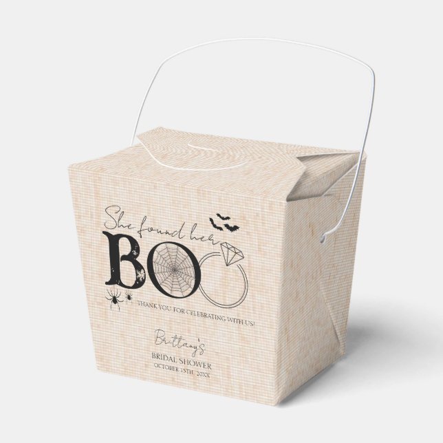 She Found Her Boo Rustic Halloween Bridal Shower Favor Boxes (Front Side)