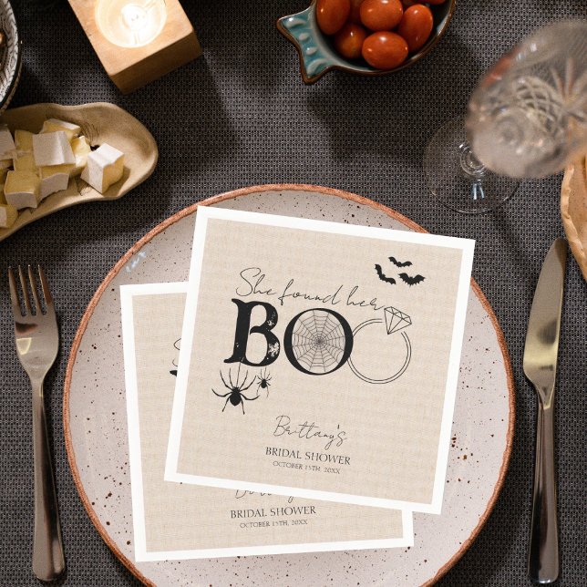 She Found Her Boo Rustic Halloween Bridal Shower Napkins (Creator Uploaded)