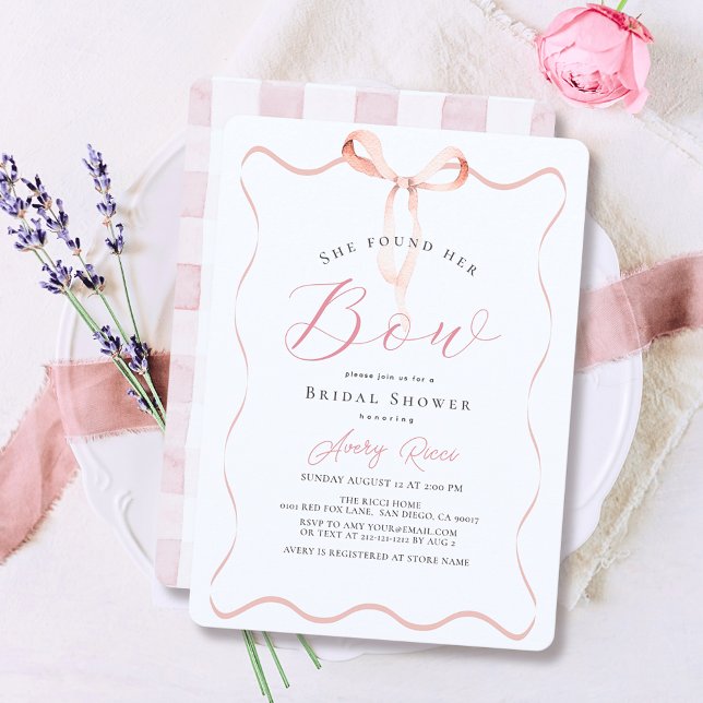 She found her Bow Pink Bow Bridal Shower Invitation (Creator Uploaded)