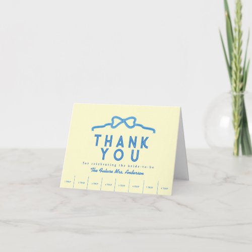 She found her Butter Half Blue Bow Bridal Shower Thank You Card