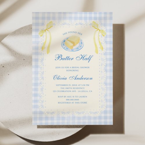 She Found Her Butter Half Bridal Shower Invitation