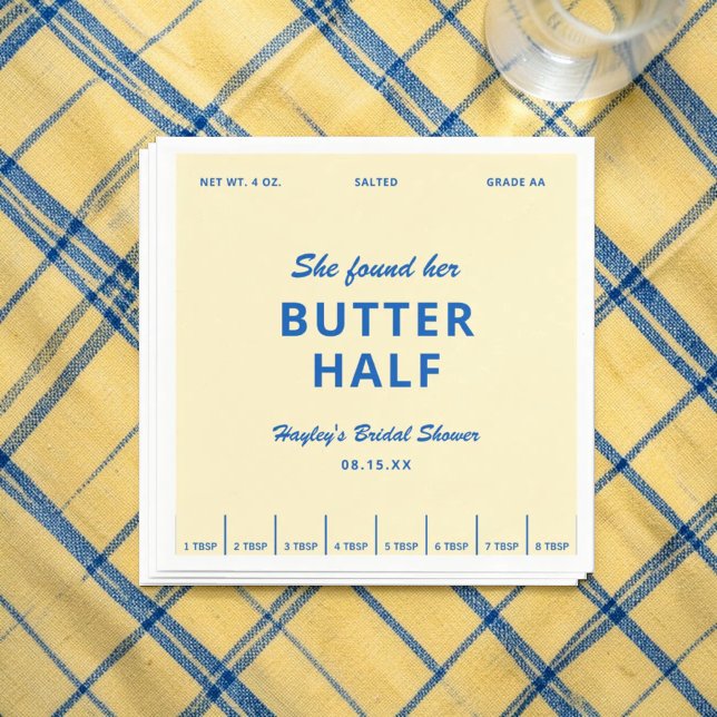 She Found Her Butter Half Bridal Shower Napkins (Creator Uploaded)