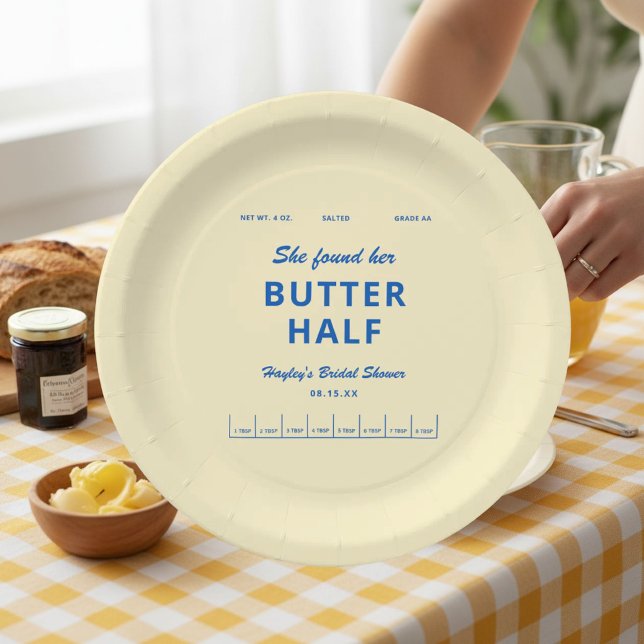 She Found Her Butter Half Bridal Shower Paper Plates (Creator Uploaded)