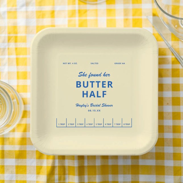 She Found Her Butter Half Butter Bridal Shower Paper Plates (Creator Uploaded)