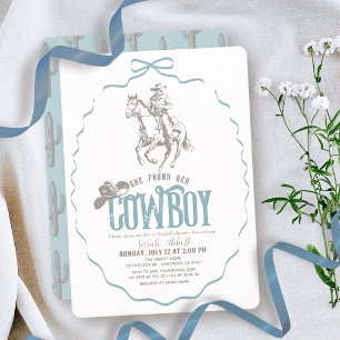 She Found Her Cowboy Dusty Blue Bow Bridal Shower Invitation