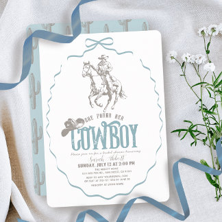 She Found Her Cowboy Dusty Blue Bow Bridal Shower Invitation