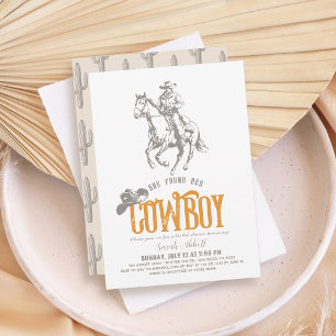 She Found Her Cowboy Orange Bridal Shower Invitation